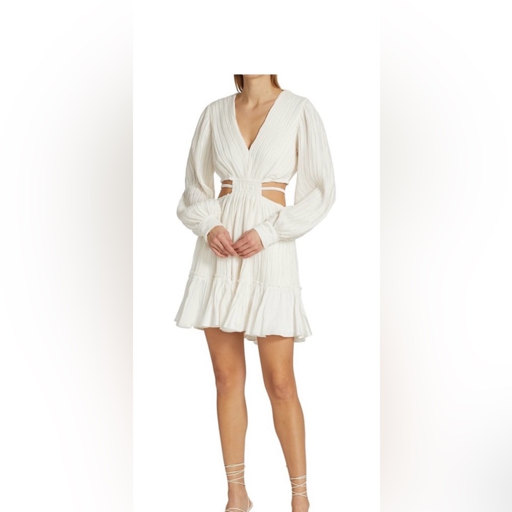 Jonathan Simkhai Romantic cream off white Cut-Out Long Sleeve Mini Dress